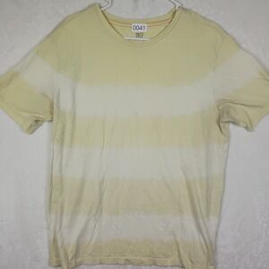 JackThreads Men Medium Yellow White Tie Dye Stripe Crewneck Short Sleeve T-Shirt